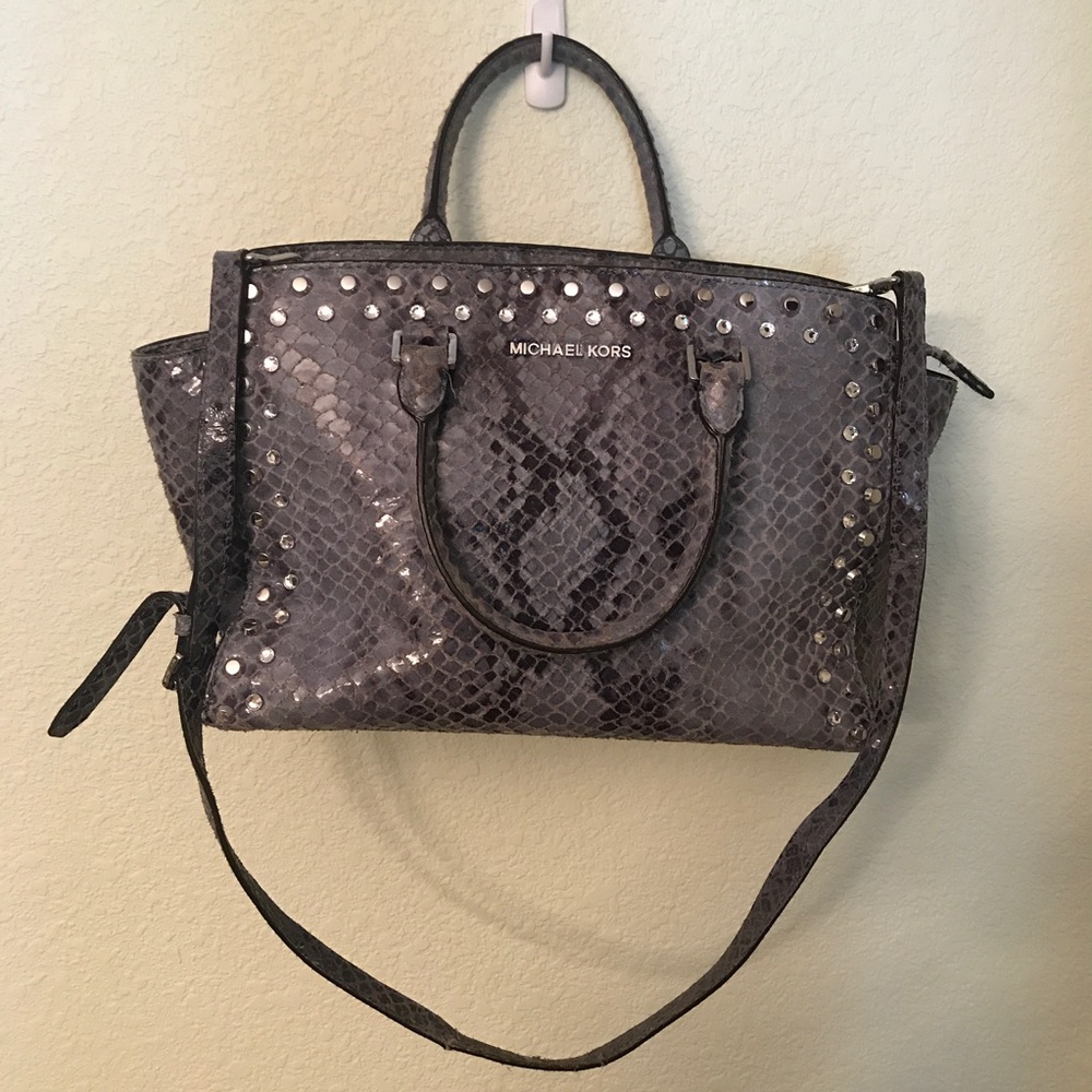 Michael Kors Faux Snakeskin Bag w/ Rhinestones